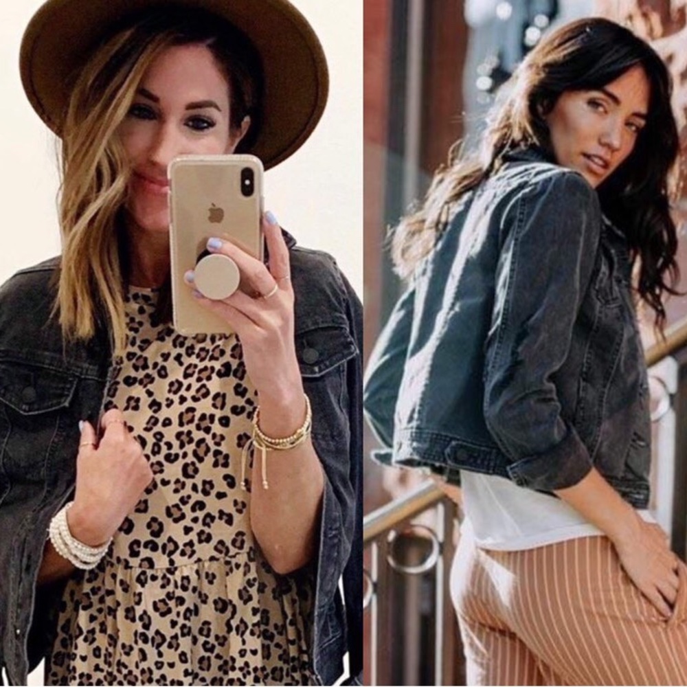 Women Black jeans denim long sleeves jacket